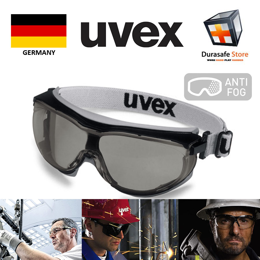 Uvex Carbonvision Wide Vision Safety Goggle Black Frame Grey